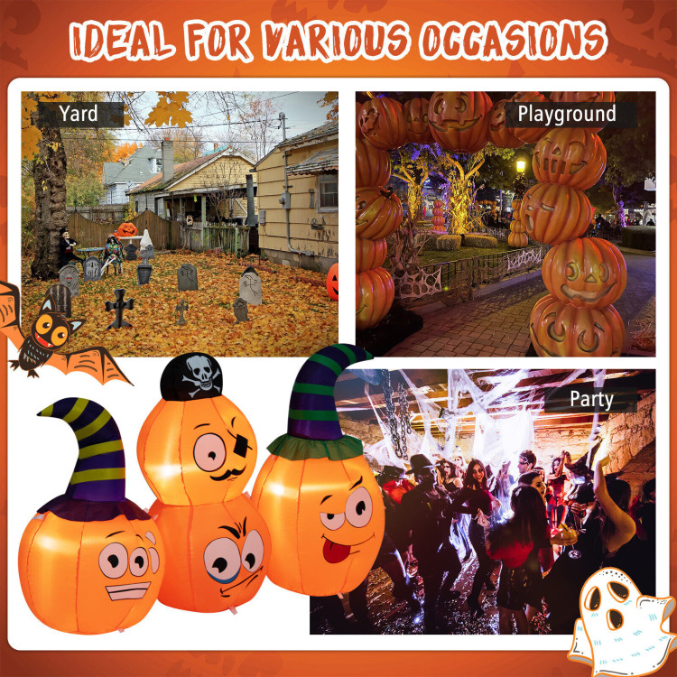5 Feet Long Halloween Inflatable Decoration 4 Pumpkin Lanterns Combo with PirateCostway Gallery View 5 of 10