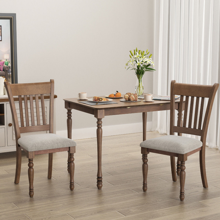2 Pieces Vintage Wooden Upholstered Dining Chair Set with Padded CushionCostway Gallery View 2 of 11