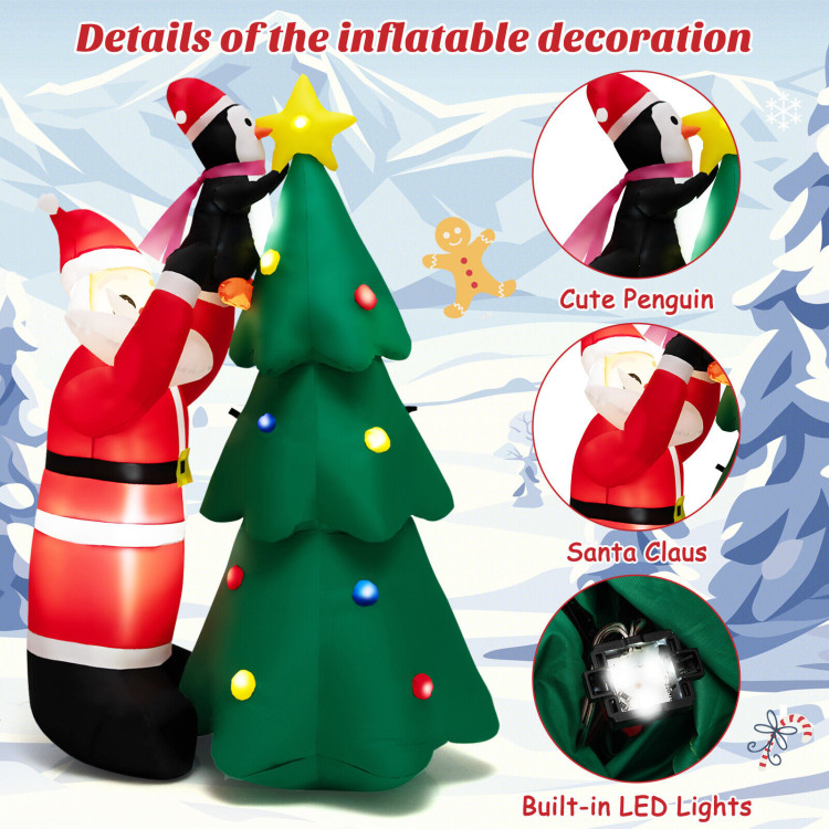 6 Feet Inflatable Christmas Tree and Santa Claus with LED and Air BlowerCostway Gallery View 5 of 10