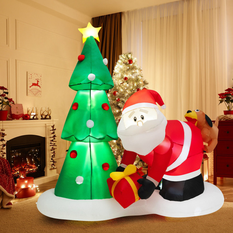 7 Feet Blowup Christmas Tree with Santa Claus Chased by DogCostway Gallery View 2 of 11