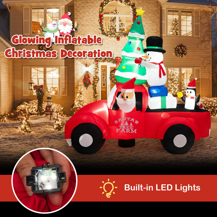 8 Feet Wide Inflatable Santa Claus Driving a Car with LED and Air BlowerCostway Gallery View 11 of 12