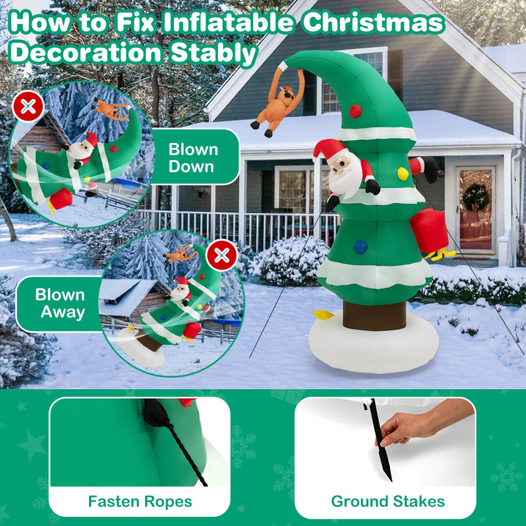 8 Feet Inflatable Christmas Tree with Santa ClausCostway Gallery View 8 of 10