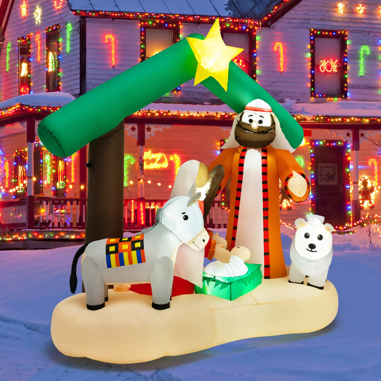 6.7 Feet Christmas Inflatable Nativity Scene with LED LightsCostway Gallery View 7 of 10