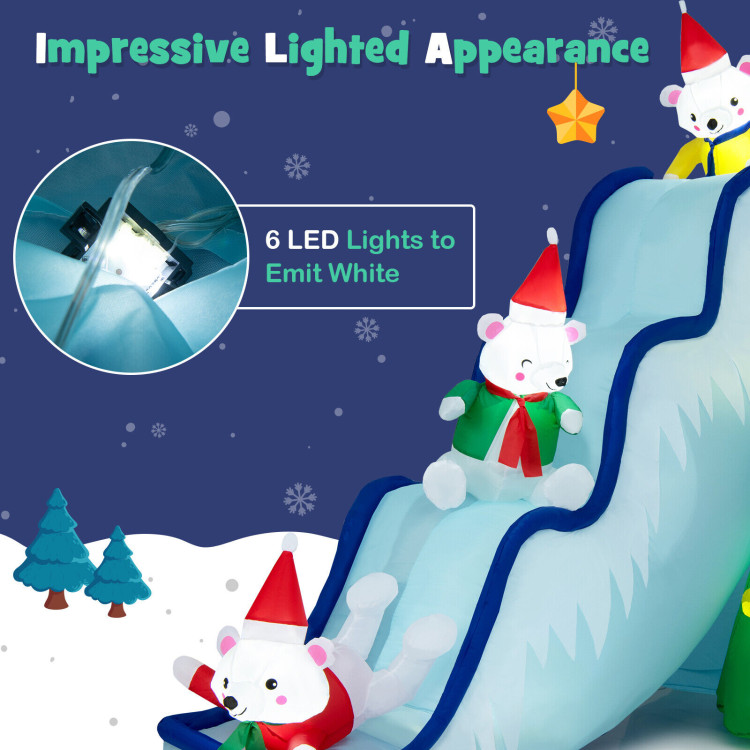 9 Feet Inflatable Polar Bear Slide Scene Decoration with LED LightsCostway Gallery View 9 of 11