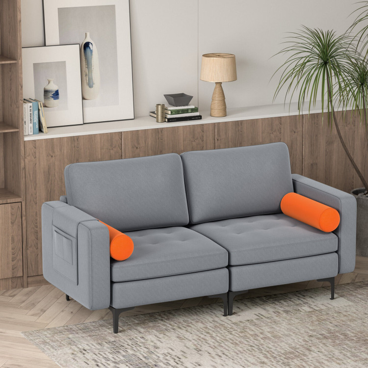 Modern Loveseat Sofa With 2 Bolsters