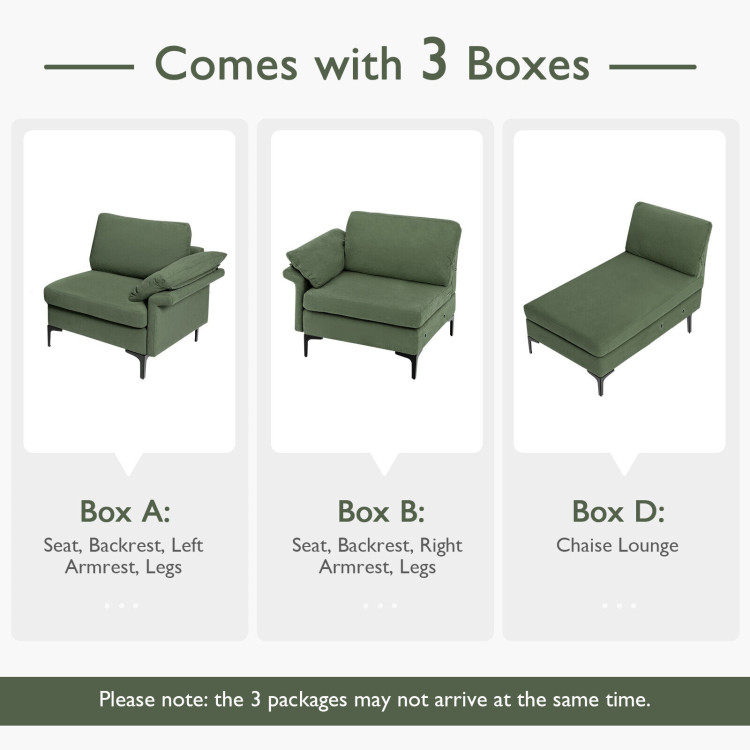 Extra Large Modular L-shaped Sectional Sofa with Reversible Chaise for 4-5 People-Army GreenCostway Gallery View 11 of 11