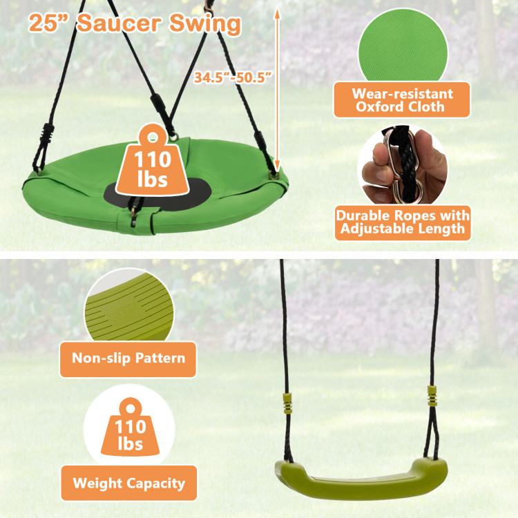 7-in-1 Stable A-shaped Outdoor Swing Set for Backyard - Costway