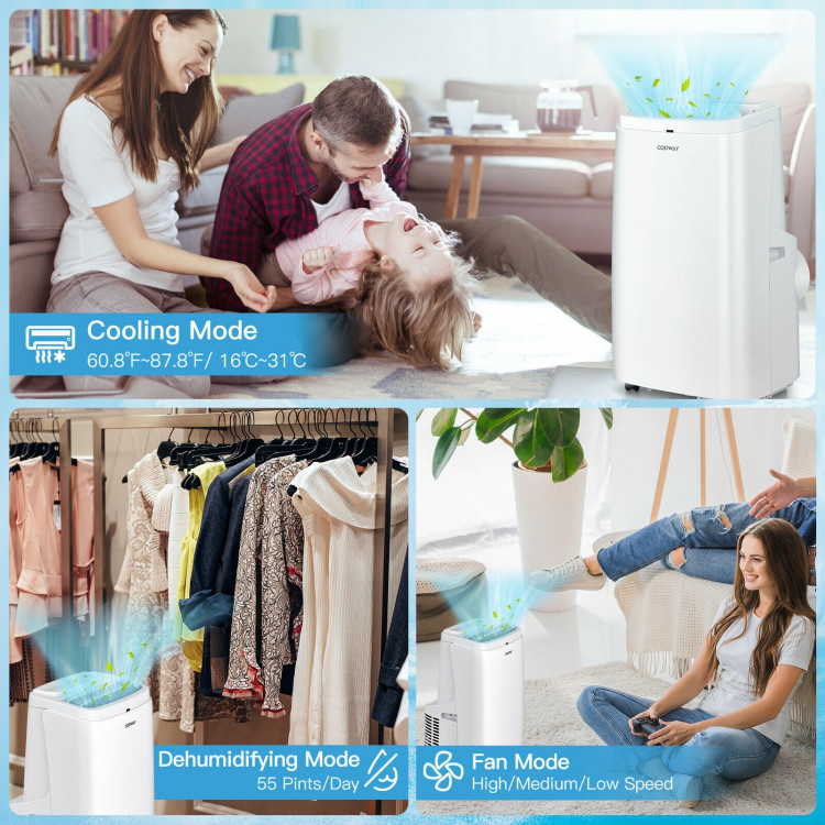 9000BTU 3-in-1 Portable Air Conditioner with Remote-WhiteCostway Gallery View 8 of 11
