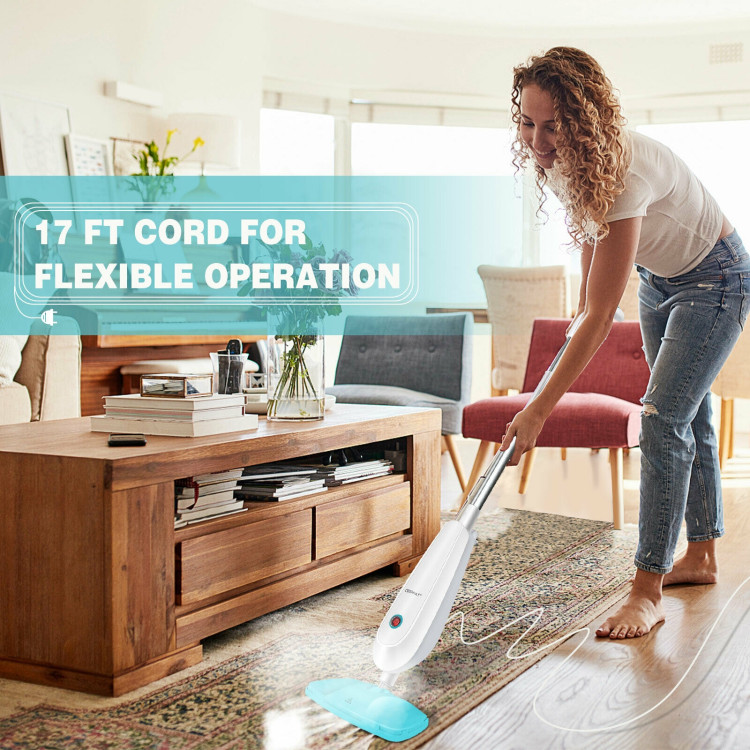 1100 W Electric Steam Mop with Water Tank for Carpet-TurquoiseCostway Gallery View 9 of 11
