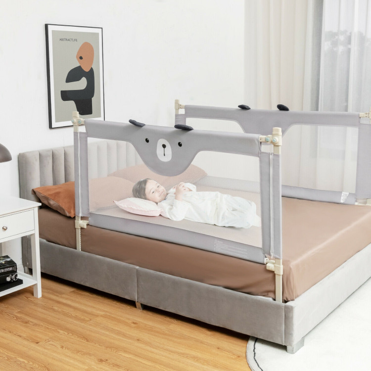 57 Inches Bed Rail for Toddlers with Double Lock-GrayCostway Gallery View 2 of 9