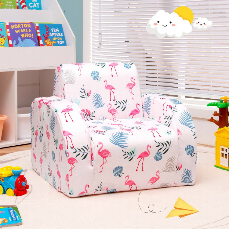 3-in-1 Convertible Kid Sofa Bed Flip-Out Chair Lounger for Toddler-PinkCostway Gallery View 6 of 12