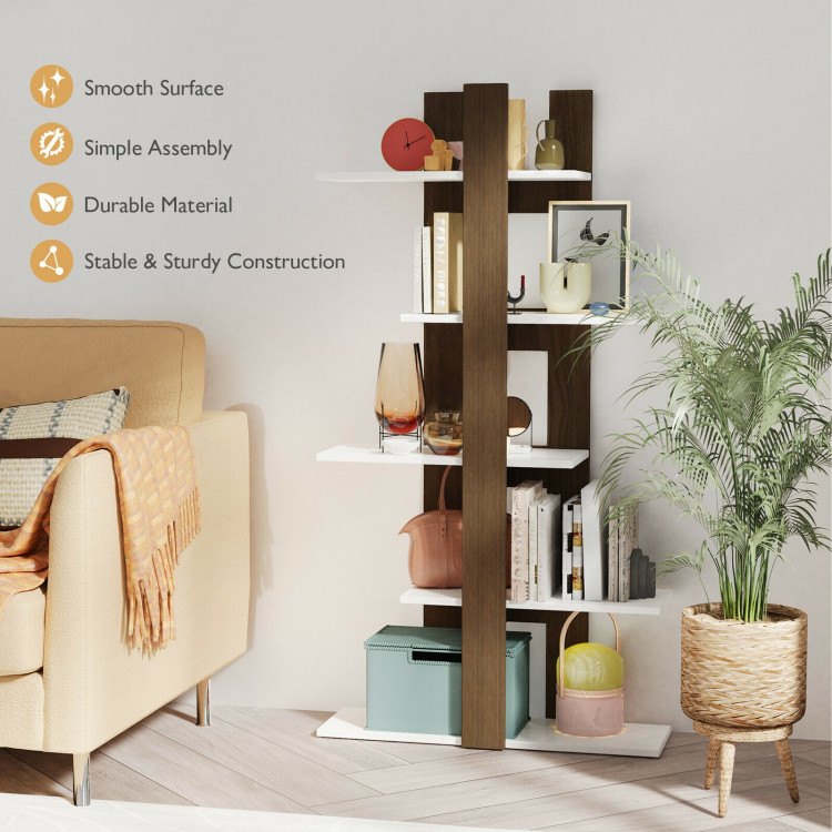 5-Tier Freestanding Bookshelf with Anti-Toppling DeviceCostway Gallery View 3 of 11