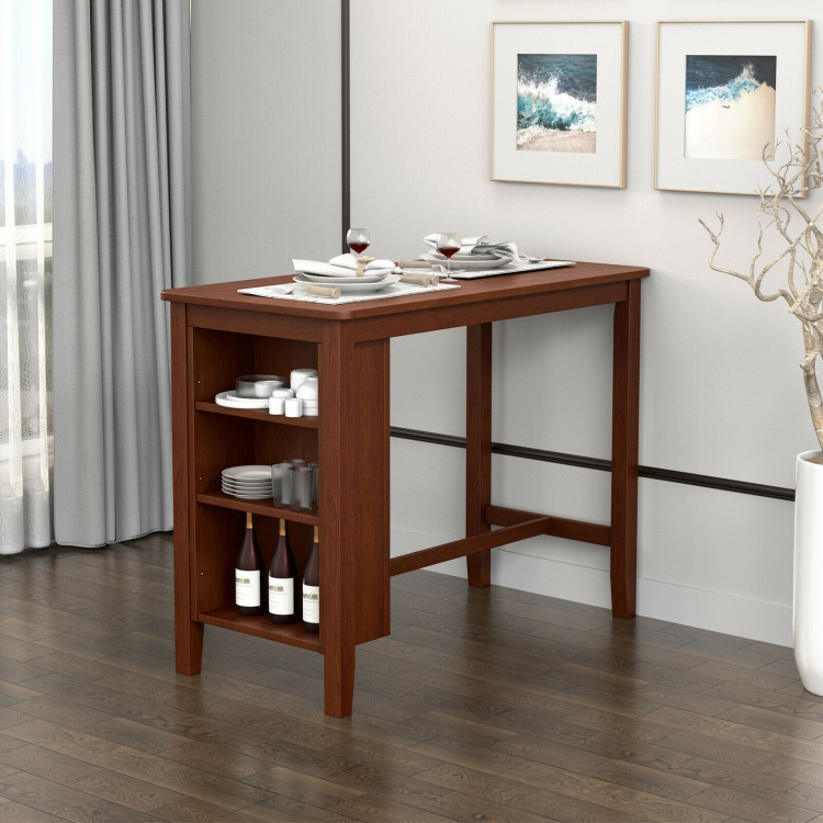 Counter Height Bar Table with 3-Tier Storage Shelves for Home RestaurantCostway Gallery View 6 of 10