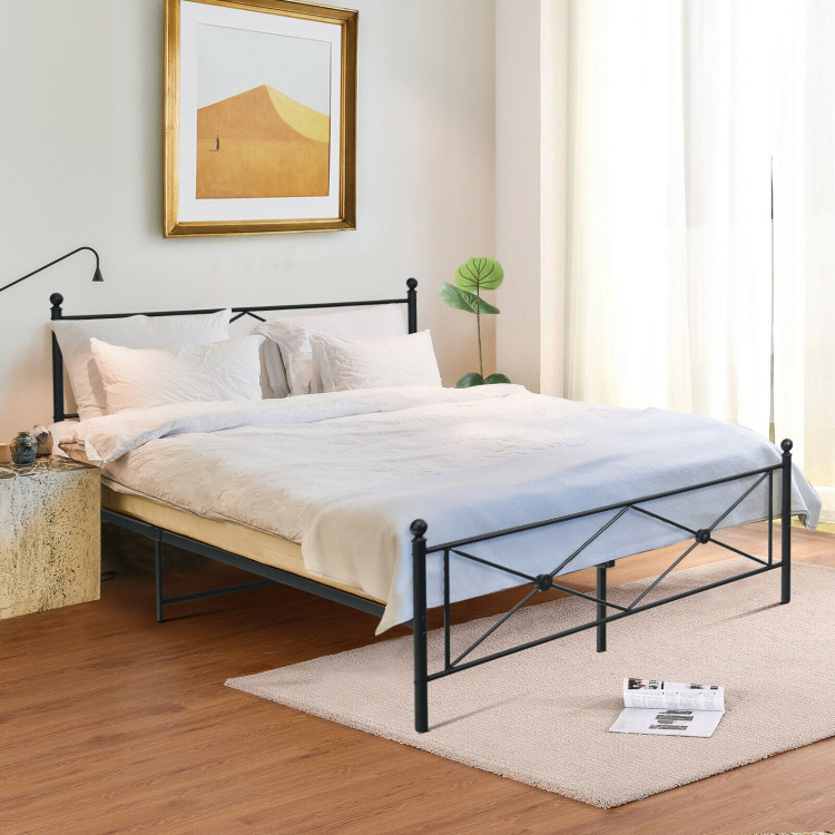 Full/Queen Size Metal Bed Frame Platform with Headboard-Full SizeCostway Gallery View 6 of 11