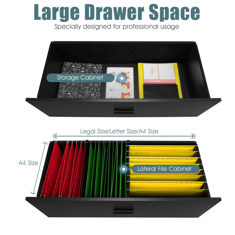 2-Drawer Lateral File Cabinet with Adjustable Bars for Home and OfficeCostway Gallery View 5 of 11
