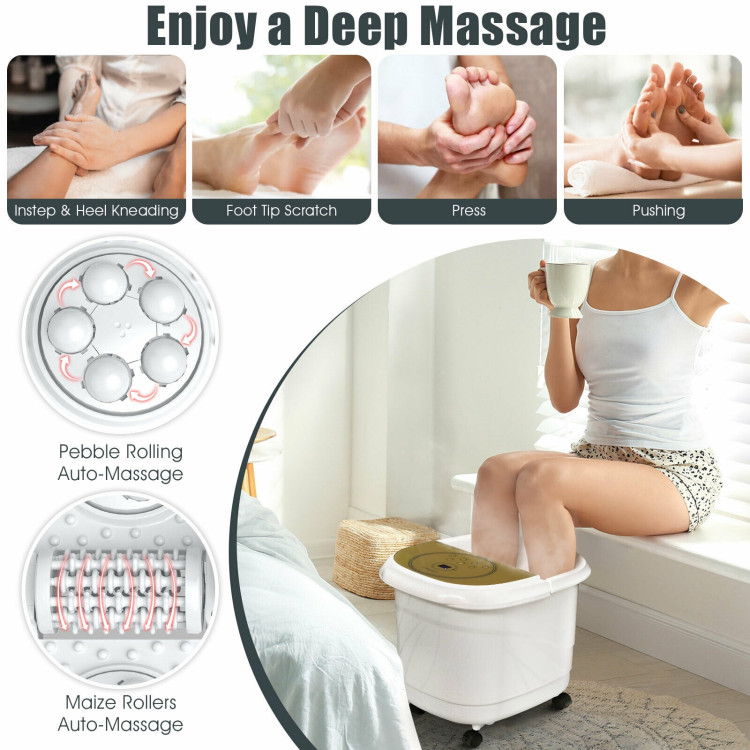 Foot Spa Bath Massager with 3-Angle Shower and Motorized Rollers-GrayCostway Gallery View 10 of 12