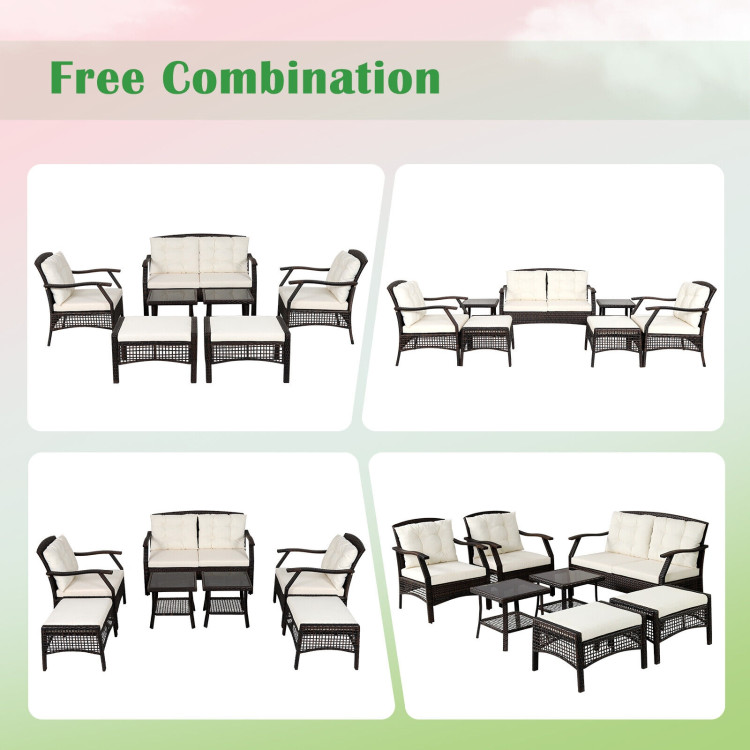 7 Pieces Outdoor Patio Furniture Set with Waterproof CoverCostway Gallery View 5 of 8