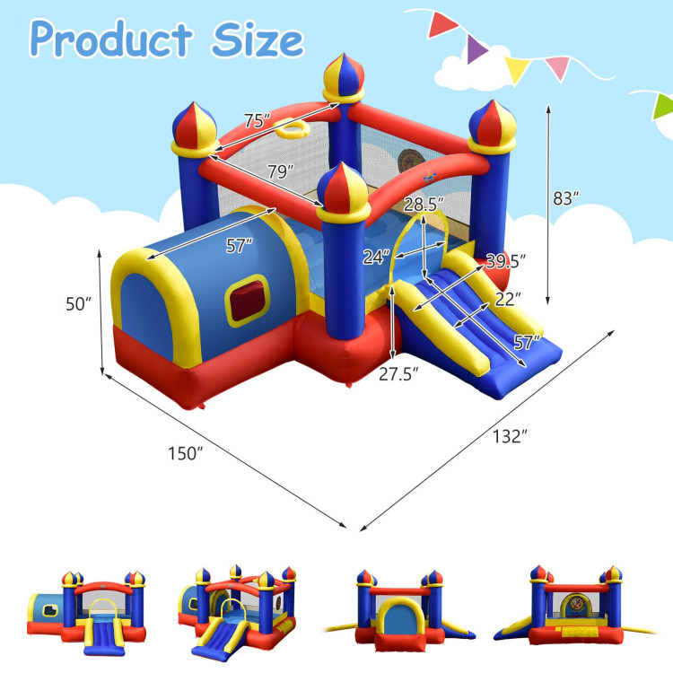 Inflatable Castle Kids Bounce House with Slide JumpingCostway Gallery View 4 of 10
