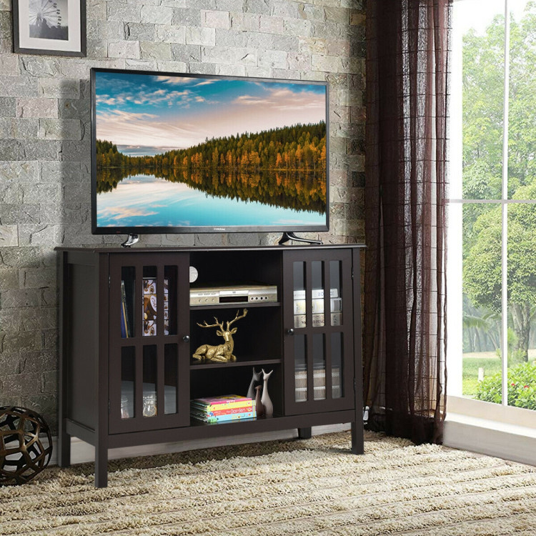 Wooden TV Stand Console Cabinet for 50 Inch TV-BrownCostway Gallery View 7 of 12