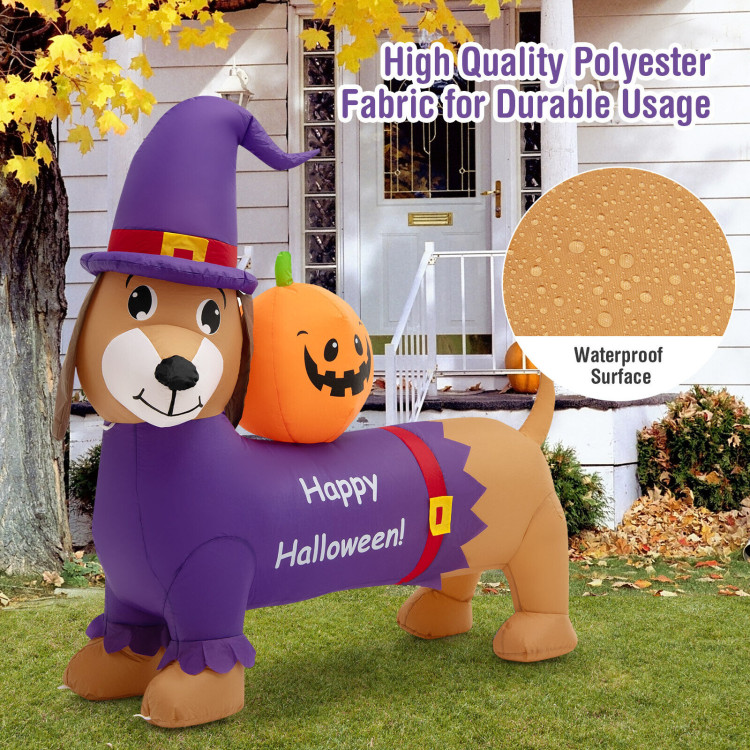 5 Feet Long Halloween Inflatable Dachshund Dog with PumpkinCostway Gallery View 8 of 10