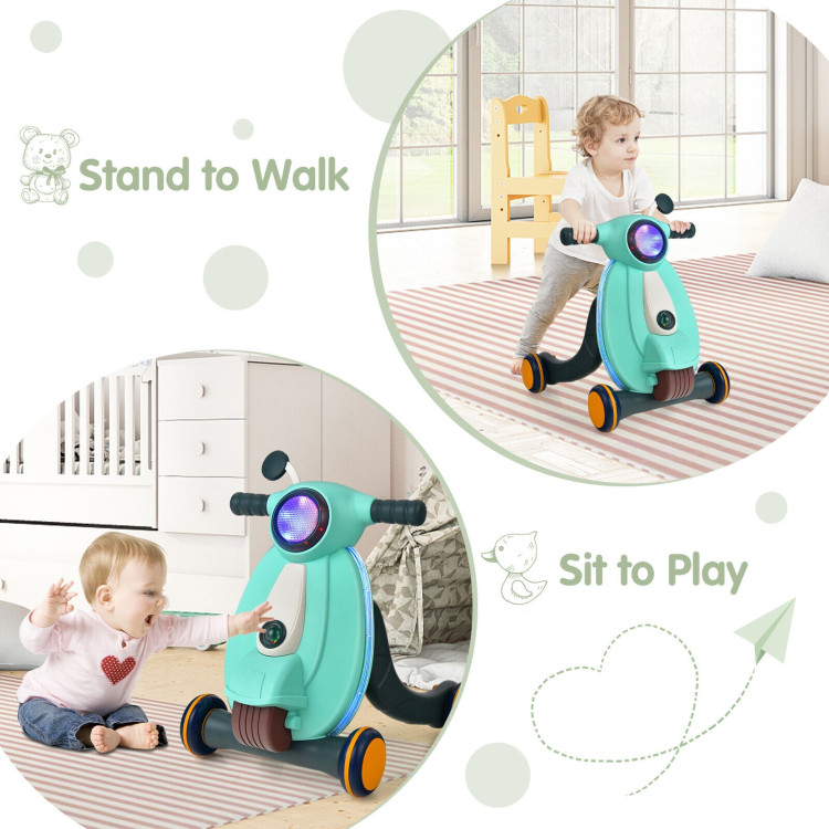 2-in-1 Baby Sit to Stand Learning Walker with Lights and Sounds-GreenCostway Gallery View 3 of 11