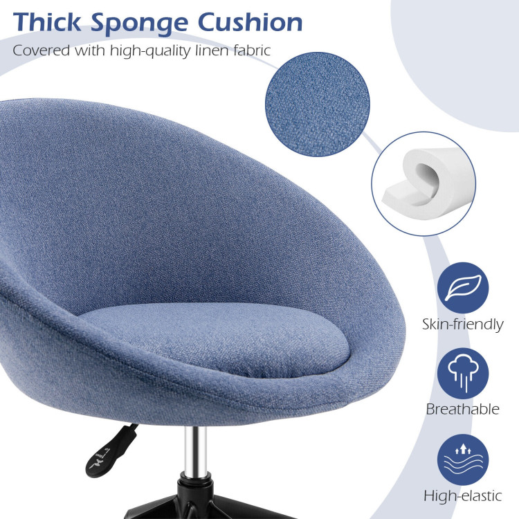 Adjustable Swivel Accent Chair Vanity Chair with Round Back-BlueCostway Gallery View 3 of 12