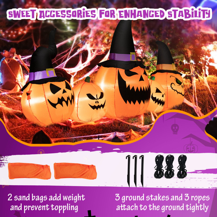 8 Feet Inflatable Pumpkin Family Waterproof Halloween Yard Decoration with LED LightsCostway Gallery View 7 of 9