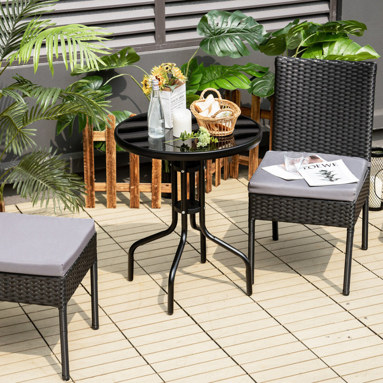 Set of 4 Patio Rattan Wicker Dining Chairs Set with Soft Cushions-BlackCostway Gallery View 6 of 9