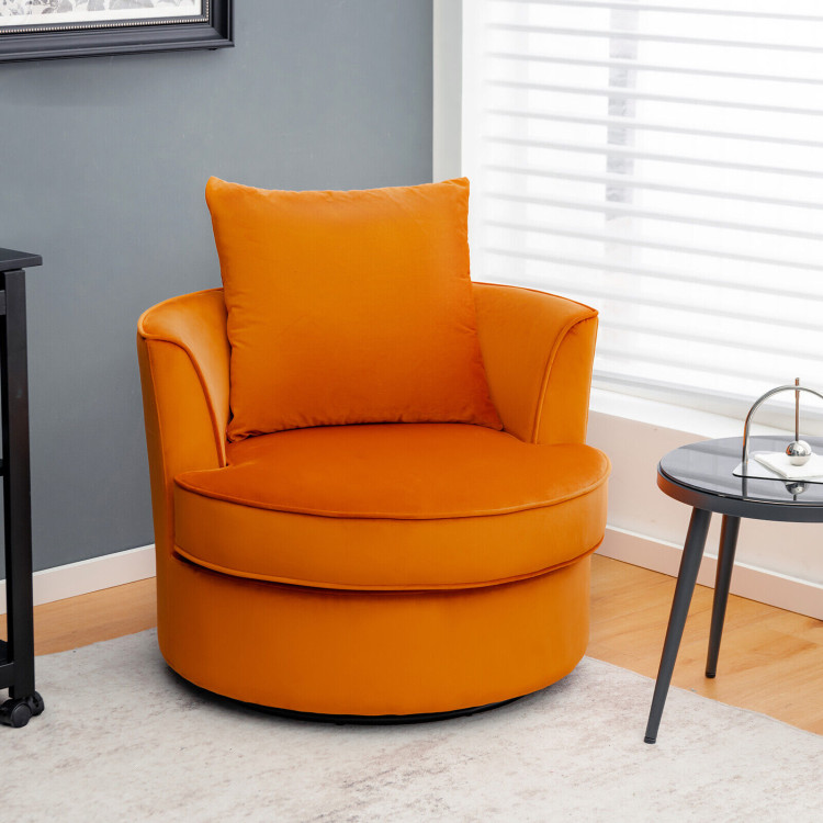 Modern 360° Swivel Barrel Chair with No Assembly Needed-OrangeCostway Gallery View 6 of 8