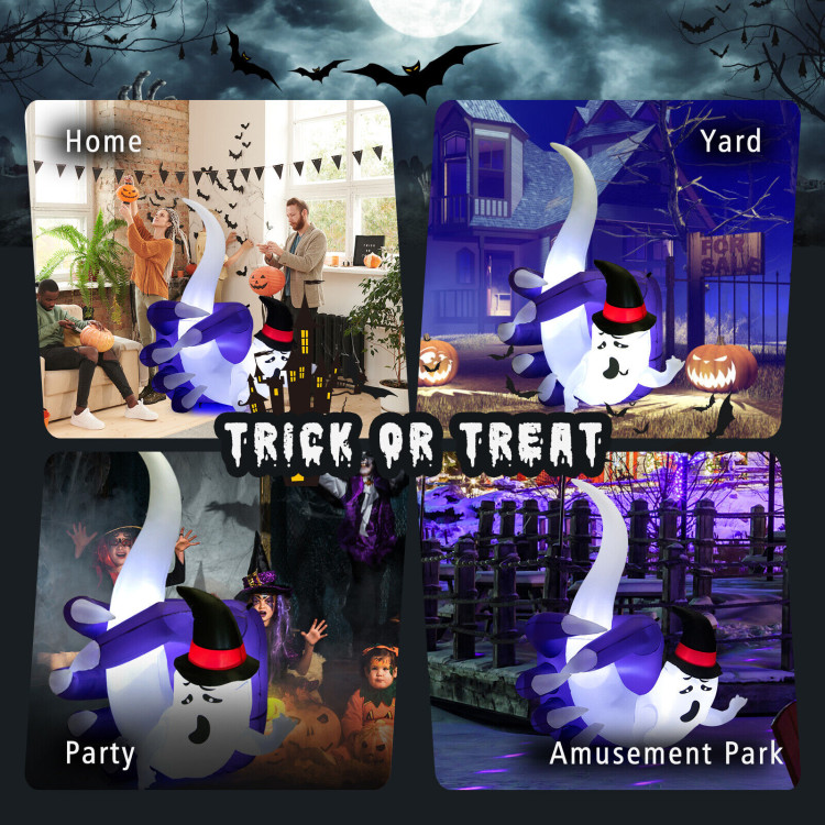 6 Feet Halloween Inflatable Hand Hold the Ghost with Built-in LED and Air BlowerCostway Gallery View 7 of 9