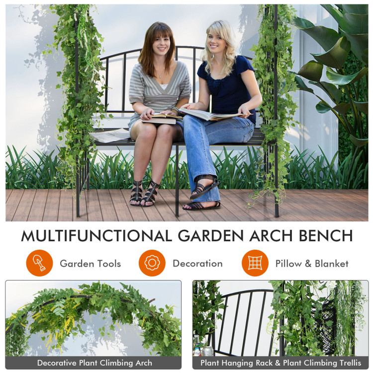 Steel Garden Arch with 2-Seat BenchCostway Gallery View 9 of 11