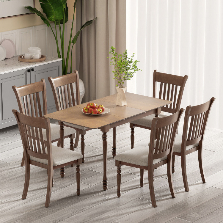 2 Pieces Vintage Wooden Upholstered Dining Chair Set with Padded CushionCostway Gallery View 7 of 11