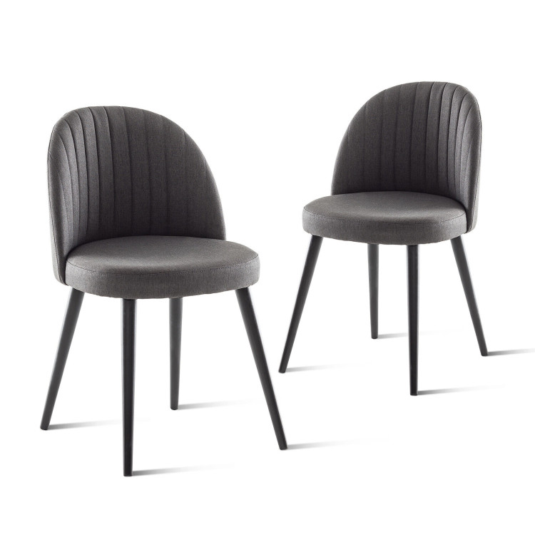 Set of 2 Modern Mid-back Armless Dining Chairs with Wood Legs-GrayCostway Gallery View 1 of 7