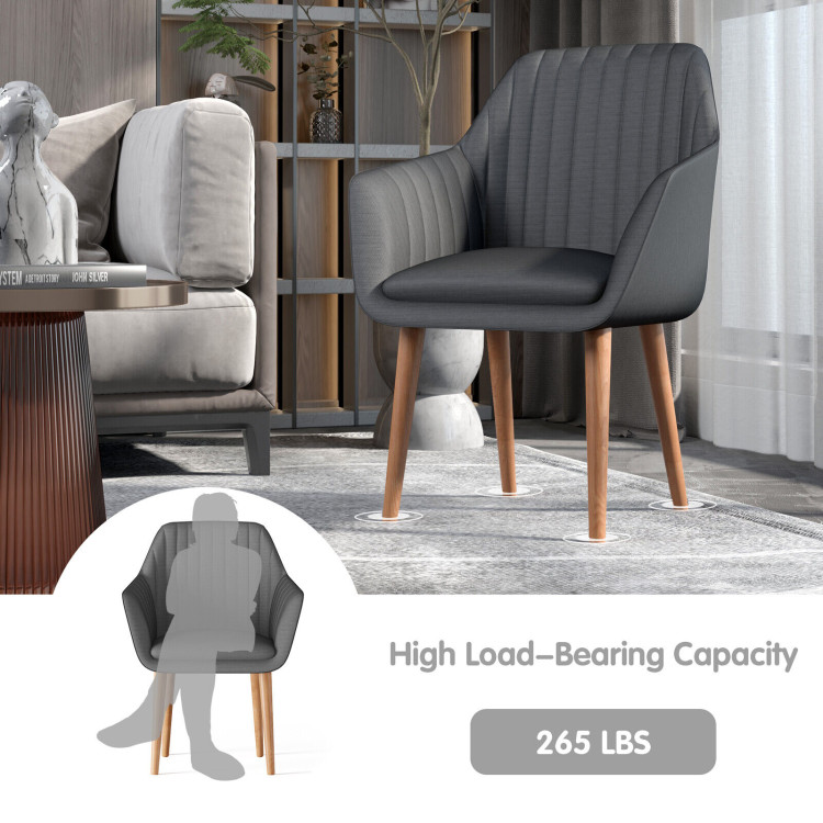 Set of 2 Upholstered Dining Chairs with Soft Padded Cushion-GrayCostway Gallery View 5 of 12