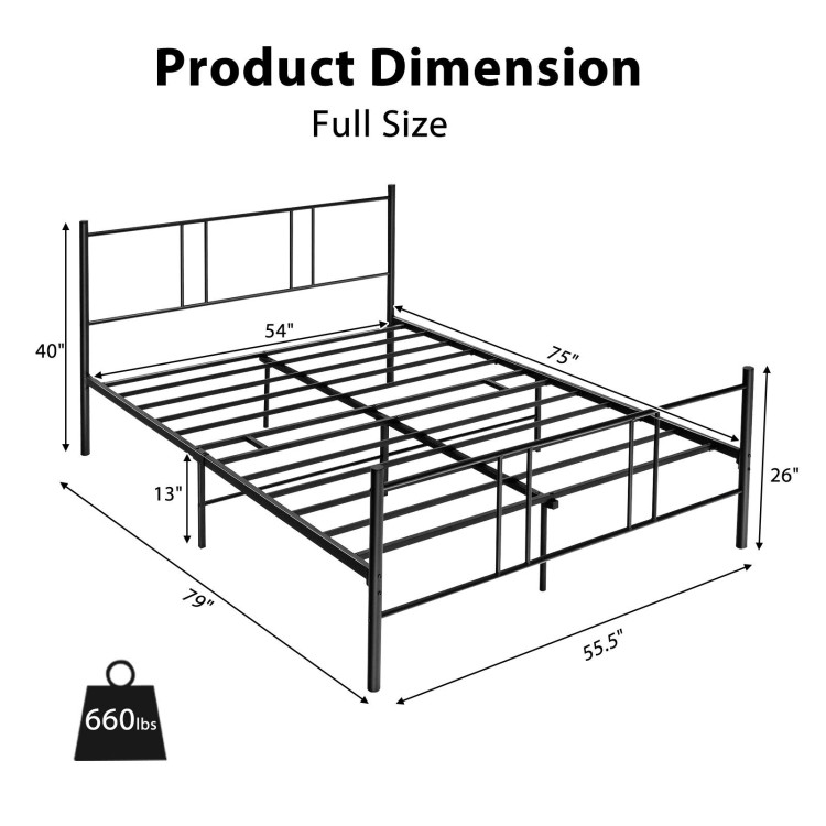 Full/Queen Size Platform Bed Frame with High Headboard-Full SizeCostway Gallery View 4 of 12
