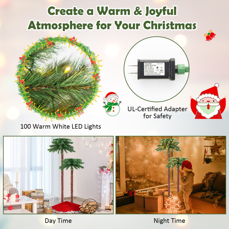 Pre-Lit Artificial Christmas Tree with 100 Warm-White LED LightsCostway Gallery View 10 of 11