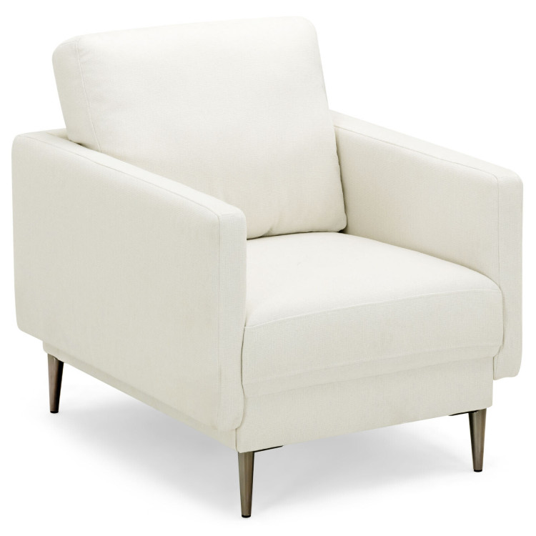 Modern Upholstered Accent Chair with Removable Backrest Cushion-WhiteCostway Gallery View 1 of 11
