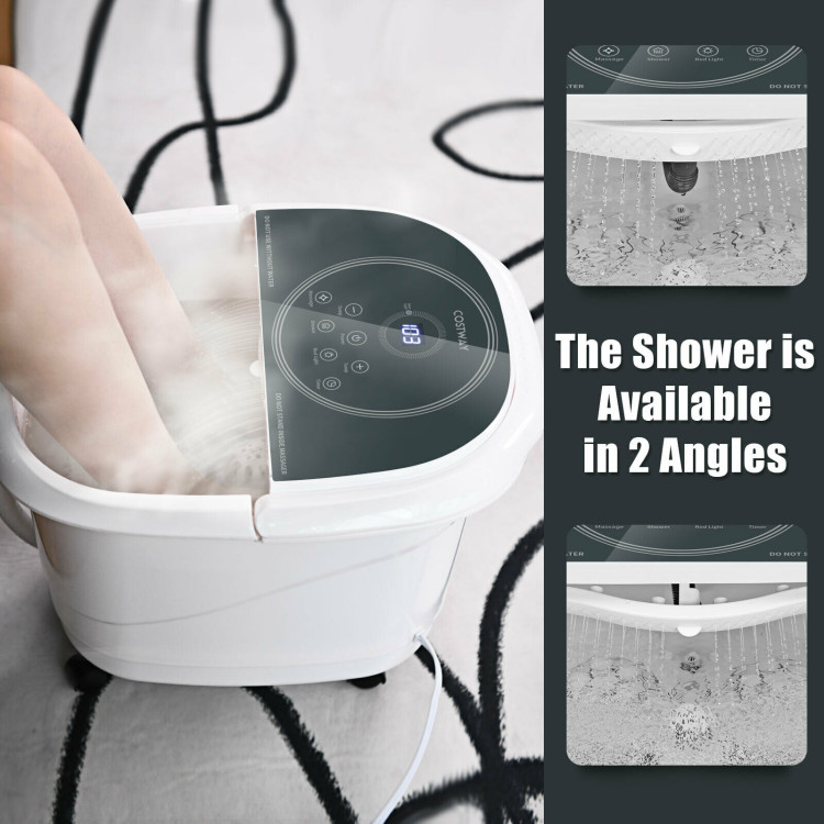 Foot Spa Bath Massager with 3-Angle Shower and Motorized Rollers-GrayCostway Gallery View 9 of 12