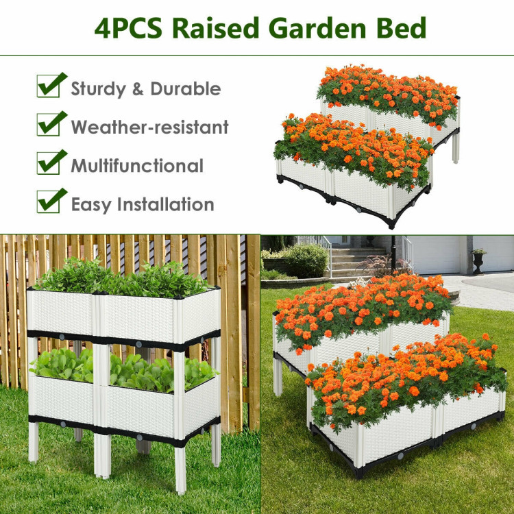 Set of 4 Elevated Flower Vegetable Herb Grow Planter BoxCostway Gallery View 2 of 11