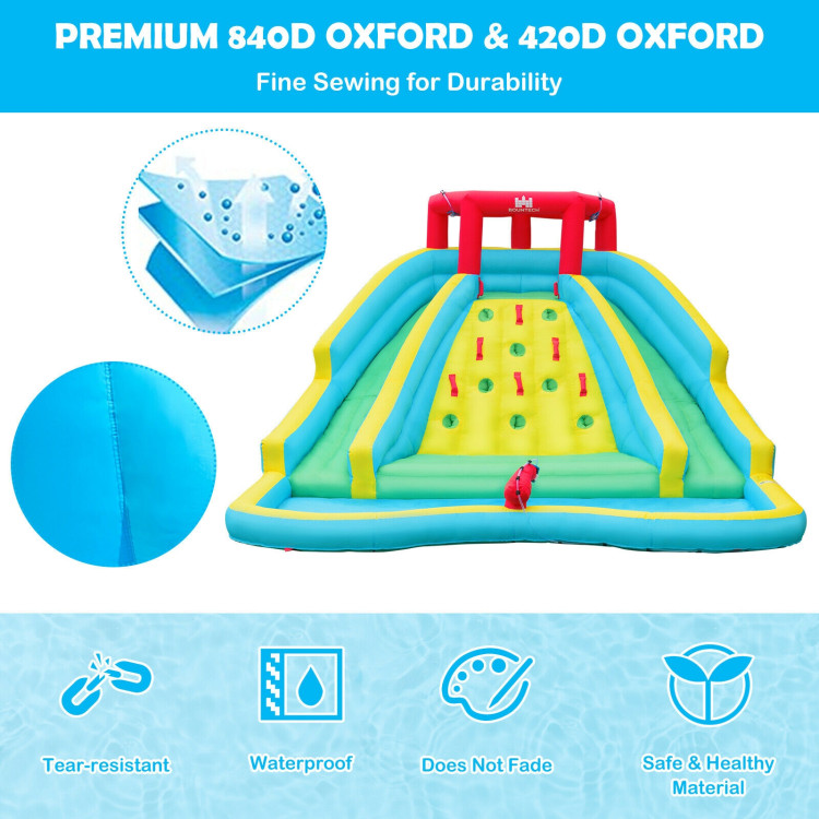 Double Side Inflatable Water Slide Park with Climbing Wall for Outdoor Without BlowerCostway Gallery View 5 of 11