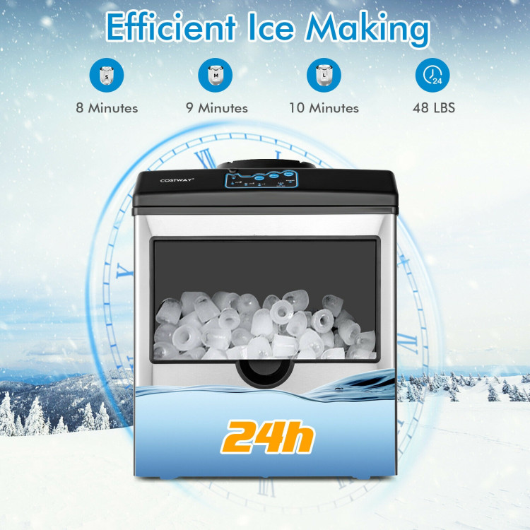 2-in-1 Stainless Steel Countertop Ice Maker with Water DispenserCostway Gallery View 2 of 10