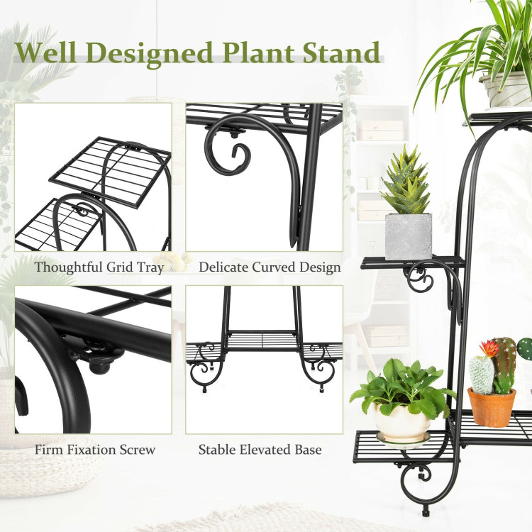 6-Tier Plant Stand with Adjustable Foot Pads-BlackCostway Gallery View 10 of 10
