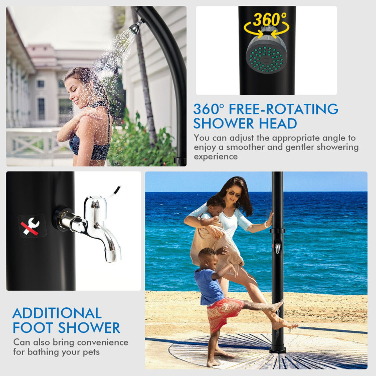 7.2 Feet Solar-Heated Shower with 360° Rotating Shower HeadCostway Gallery View 8 of 10