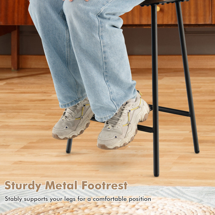 Industrial Saddle Stool with Metal Legs and Adjustable Foot Pads-Rustic BrownCostway Gallery View 6 of 9