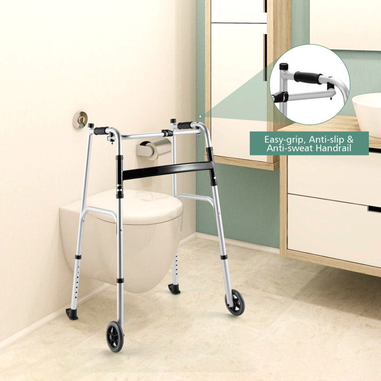 Height Adjustable Rolling Walker With Seat and Armrest PadCostway Gallery View 2 of 11