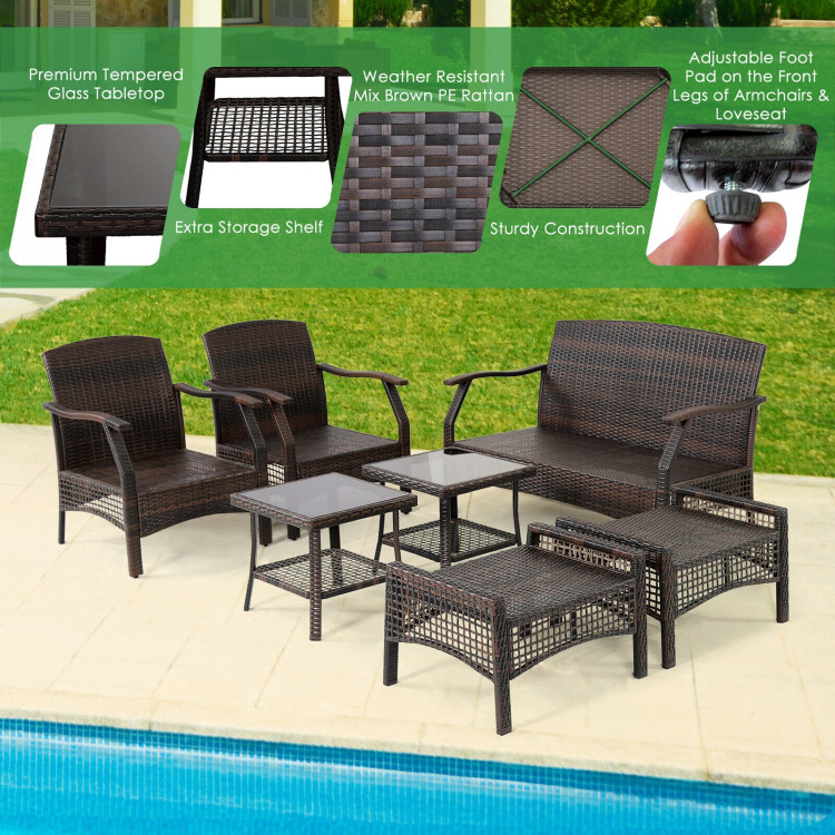 7 Pieces Outdoor Patio Furniture Set with Waterproof CoverCostway Gallery View 8 of 8