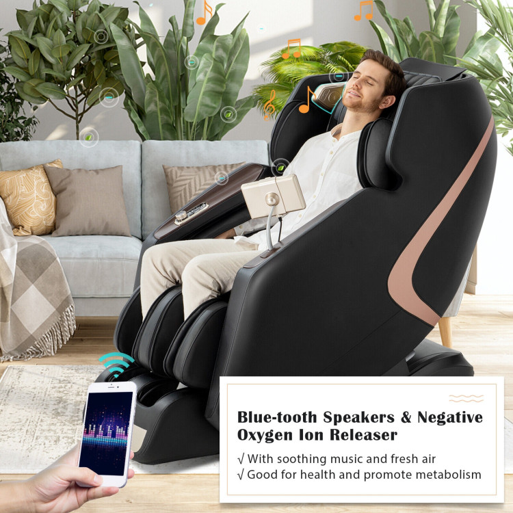 3D SL-Track Full Body Zero Gravity Massage Chair with Thai Stretch-BlackCostway Gallery View 1 of 10