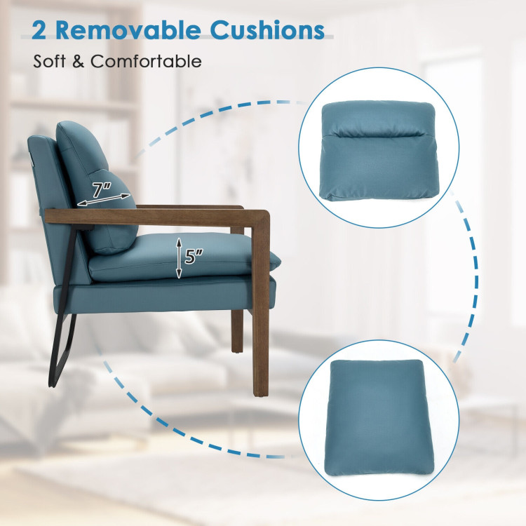 Single Sofa Chair with Extra-Thick Padded Backrest and Seat Cushion-BlueCostway Gallery View 3 of 9