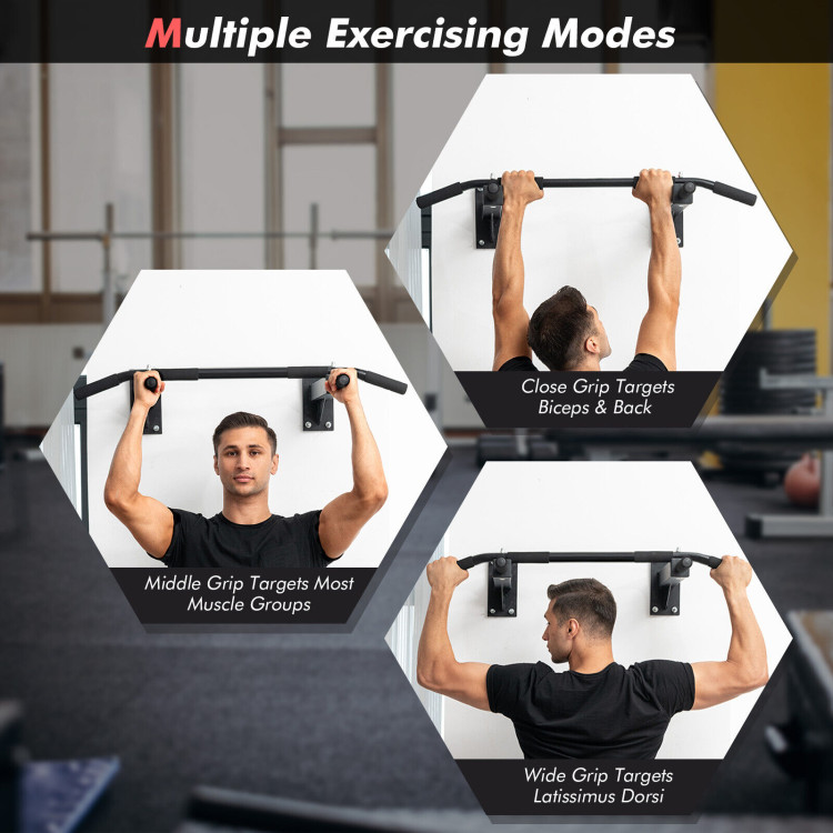 Wall Mounted Multi-Grip Pull Up Bar with Foam HandgripsCostway Gallery View 9 of 10