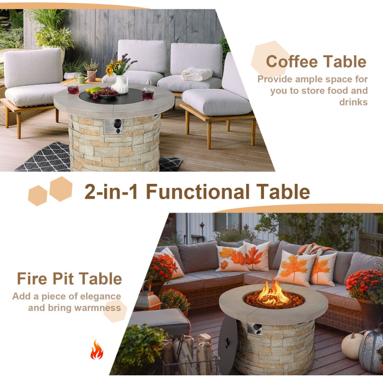 36 Inch Propane Gas Fire Pit Table with Lava Rock and PVC cover-GrayCostway Gallery View 6 of 11